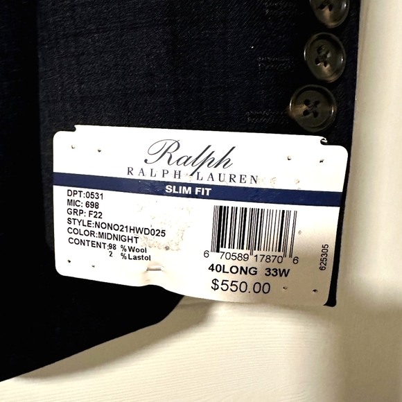 Ralph Lauren Suit Slim Fit ENTIRE SUIT 40 L (Jacket) W 33 Dillard's NWT - Picture 9 of 13